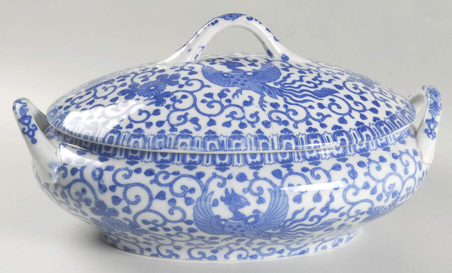 Phoenix Bird #3 Medium Oval Covered Vegetable by Japan-1