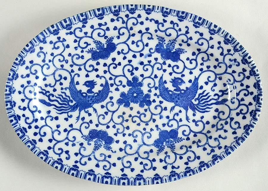 Phoenix Bird 10" Oval Serving Platter by Japan-1