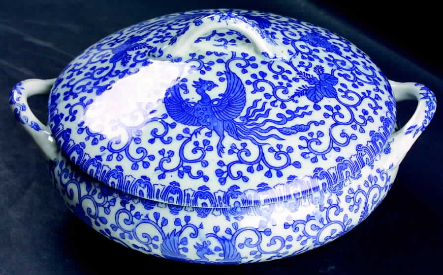 Phoenix Bird #3 Large Round Covered Vegetable by Japan-1