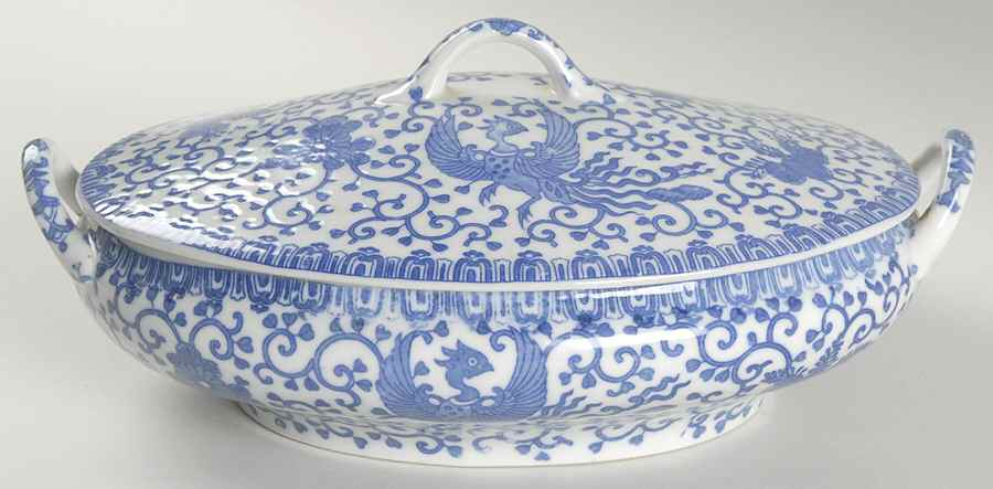 Phoenix Bird #3 Large Oval Covered Vegetable by Japan-1