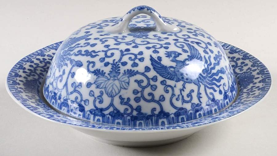 Phoenix Bird Round Covered Butter by Japan-1