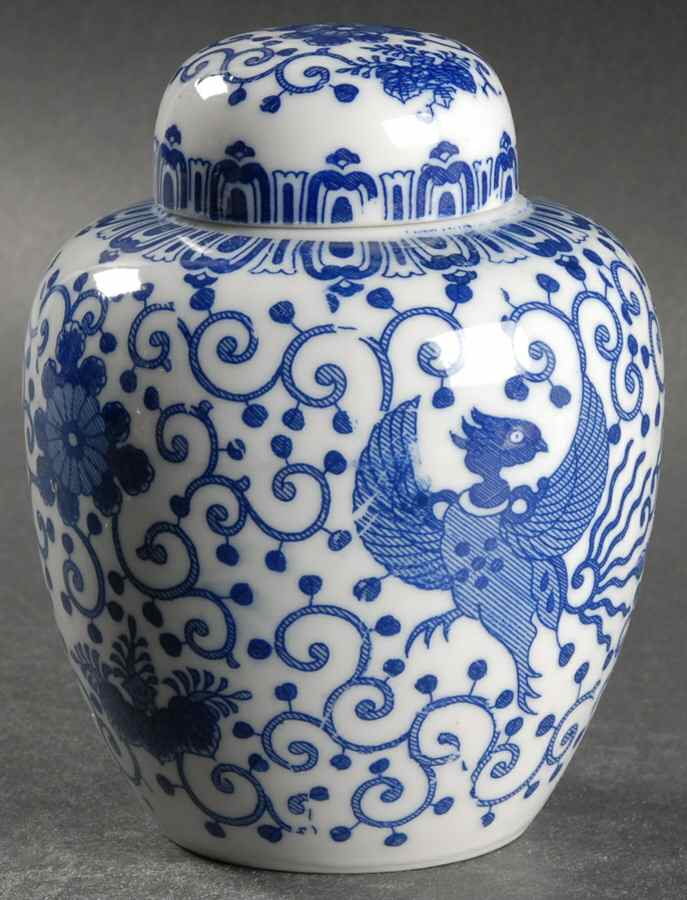 Phoenix Bird 5" Ginger Jar & Lid by Japan-1