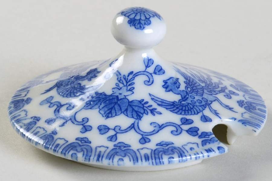 Phoenix Bird Lid for Mustard with Attached Underplate by Japan-1