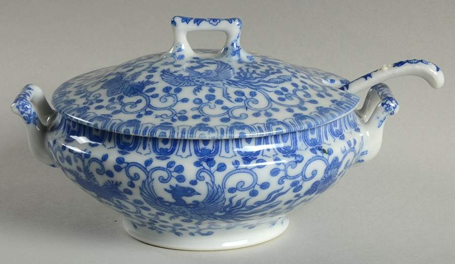 Phoenix Bird Gravy Tureen & Lid w/ladle by Japan-1