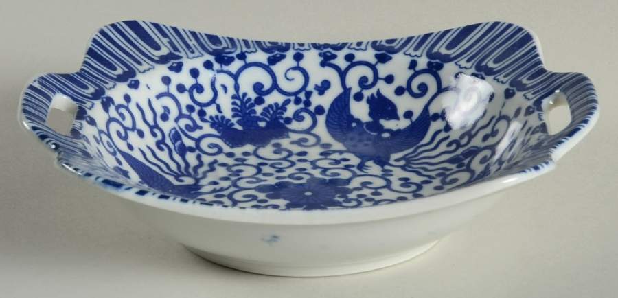 Phoenix Bird 6" Handled Square Bon Bon by Japan-1