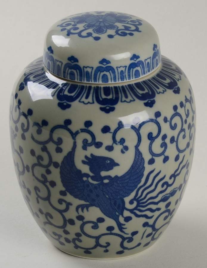 Phoenix Bird 4" Ginger Jar & Lid by Japan-1