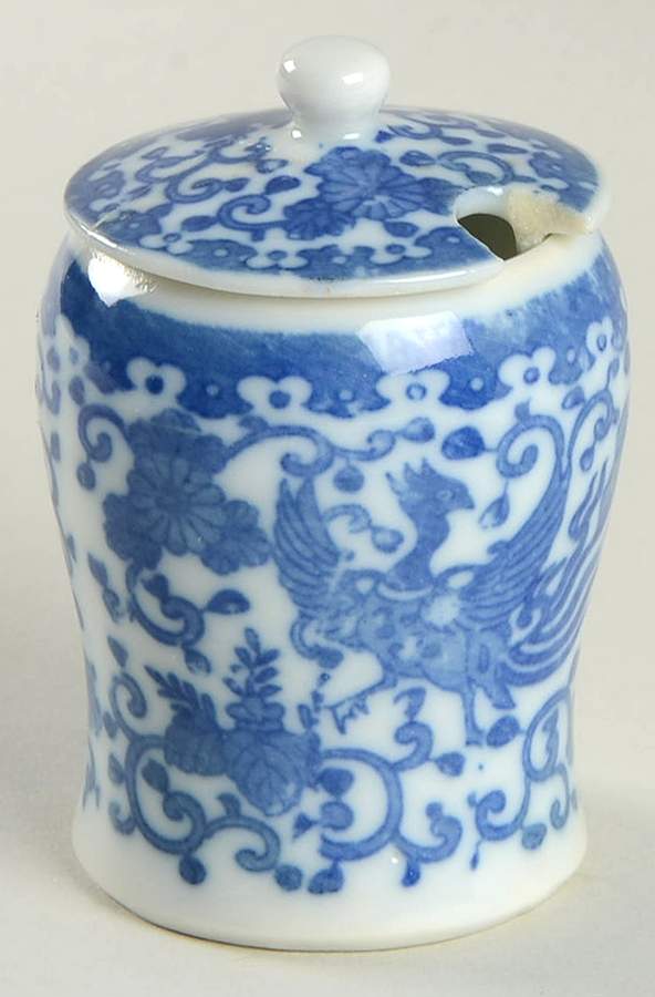 Phoenix Bird Mustard Jar & Lid by Japan-1