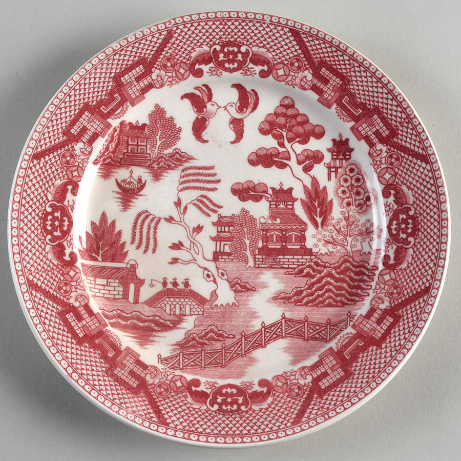 Pink Willow (Fine Quality) Dessert/Pie Plate by Japan-1