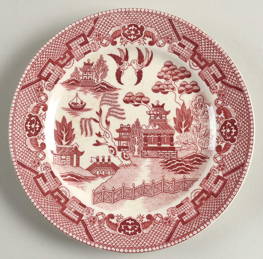 Pink Willow (Earthenware) Dessert/Pie Plate by Japan-1