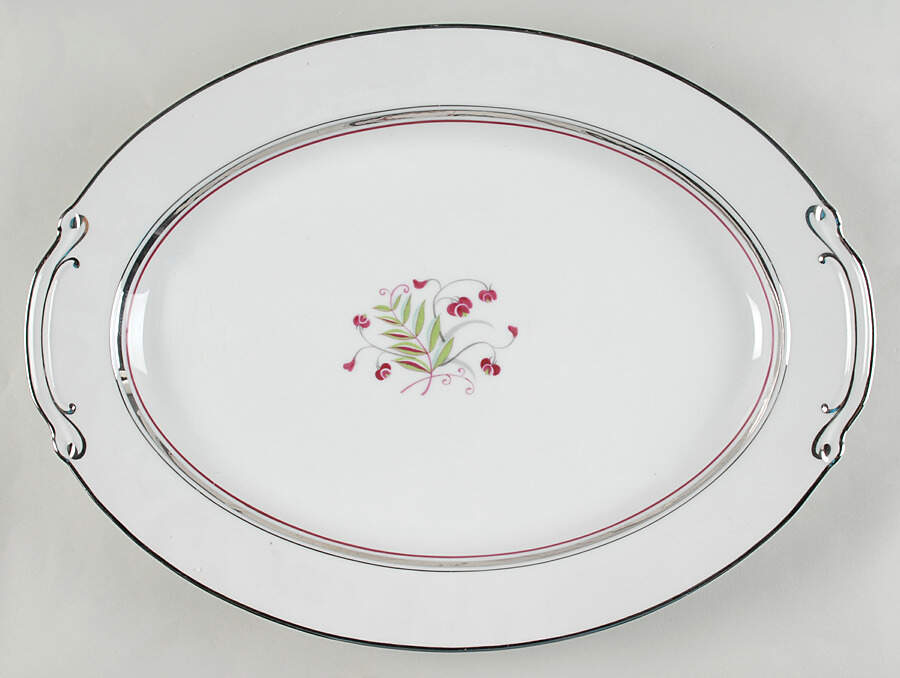 Platinum Beauty 16" Oval Serving Platter by Japan-1