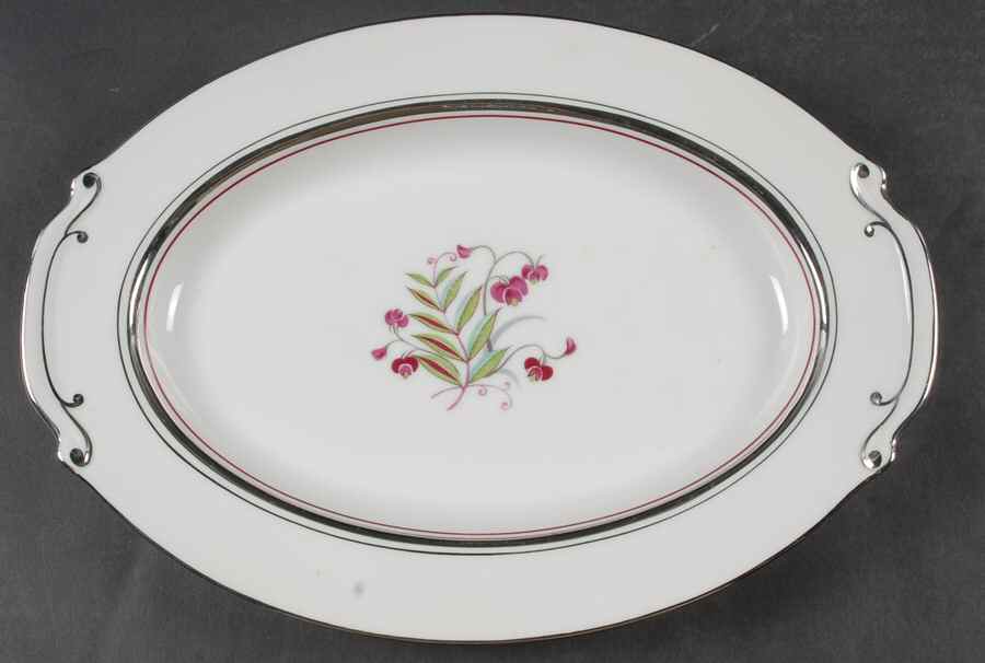 Platinum Beauty 12" Oval Serving Platter by Japan-1