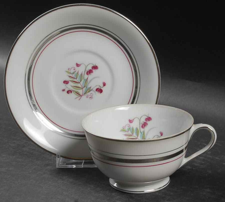 Platinum Beauty Footed Cup & Saucer Set by Japan-1