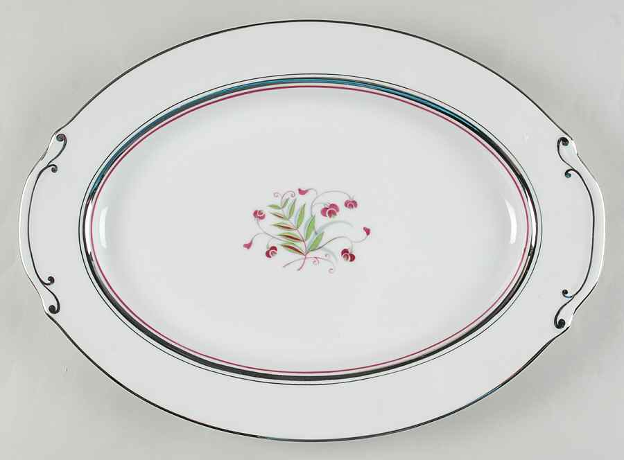 Platinum Beauty 16" Oval Serving Platter by Japan-1