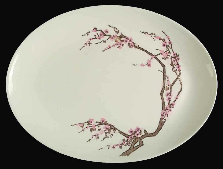 Plum Blossoms 12" Oval Serving Platter by Japan-1