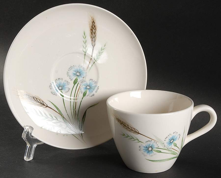 Prairie Flower Flat Cup & Saucer Set by Japan-1