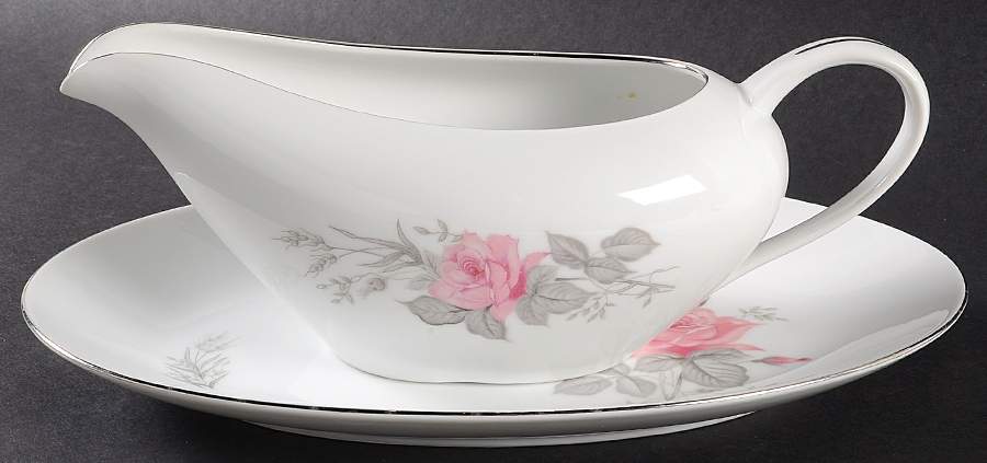 Rose Bouquet (Coupe) Gravy Boat & Underplate/Relish by Japan-1
