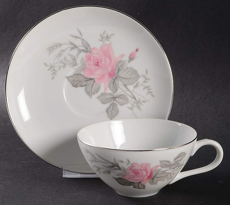 Rose Bouquet (Coupe) Flat Cup & Saucer Set by Japan-1