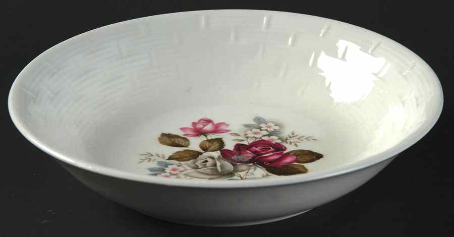 Rose Bouquet (Basketweave Rim) Coupe Cereal Bowl by Japan-1