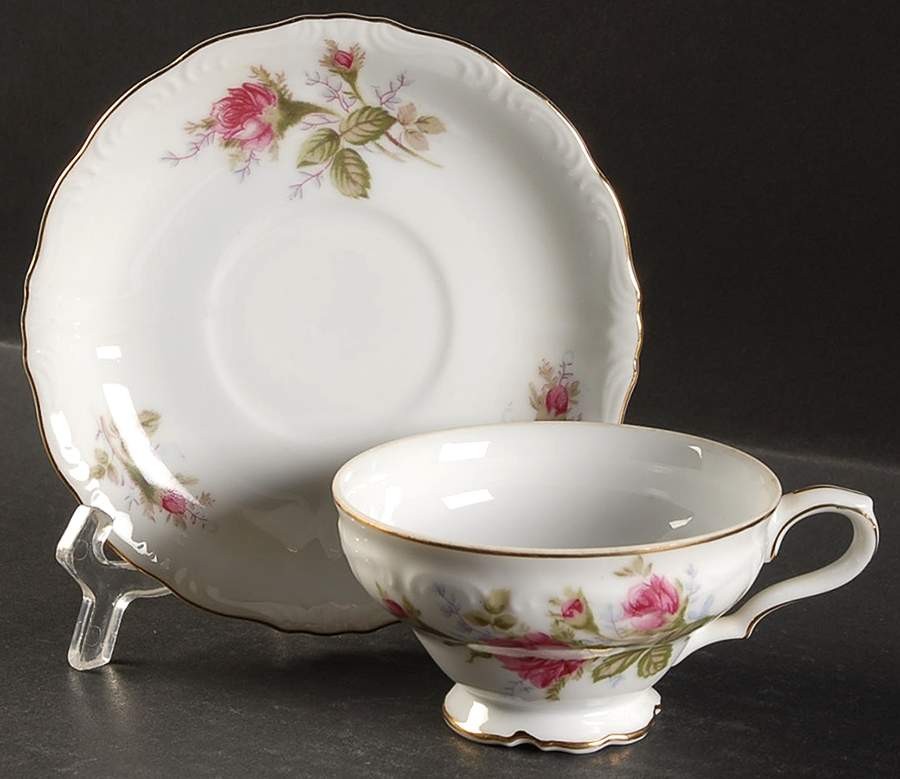 Rose Footed Cup & Saucer Set by Japan-1