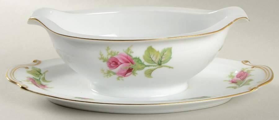 Roselea Gravy Boat with Attached Underplate by Japan-1