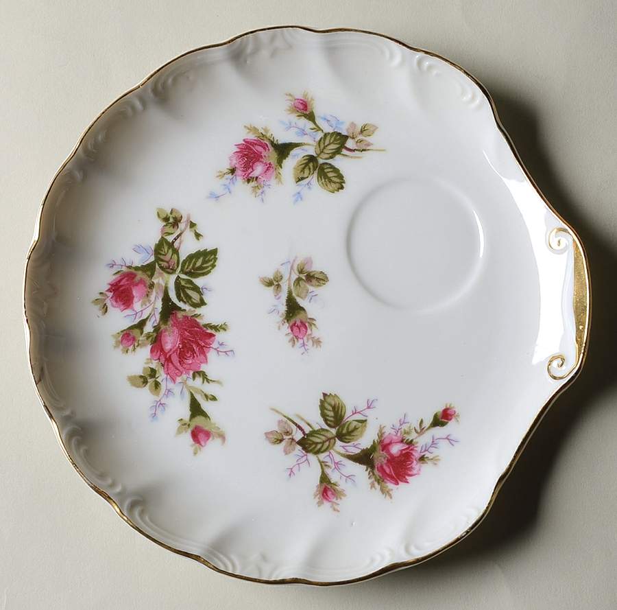 Rosemarie (Scalloped, Pink Flowers) Snack Plate by Japan-1