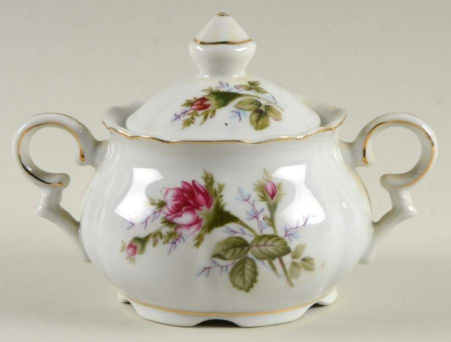 Rosemarie (Scalloped, Pink Flowers) Sugar Bowl & Lid by Japan-1