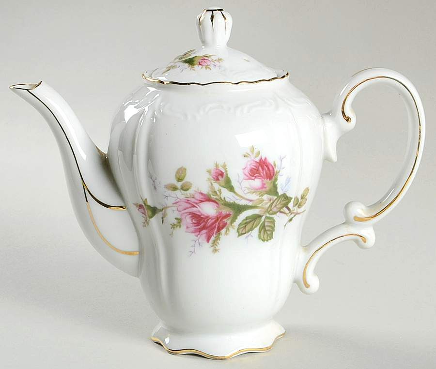 Rosemarie (Scalloped, Pink Flowers) Coffee Pot & Lid by Japan-1