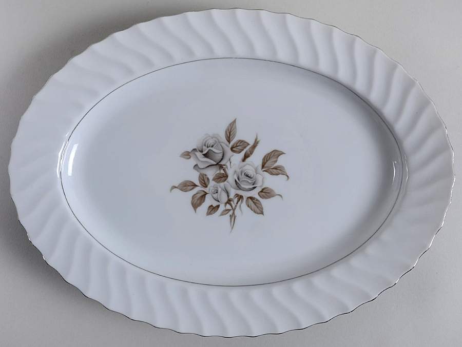 Shadow Rose 14" Oval Serving Platter by Japan-1