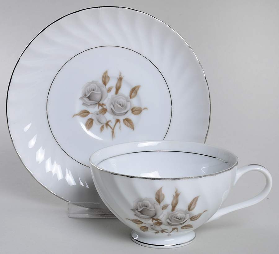 Shadow Rose Footed Cup & Saucer Set by Japan-1