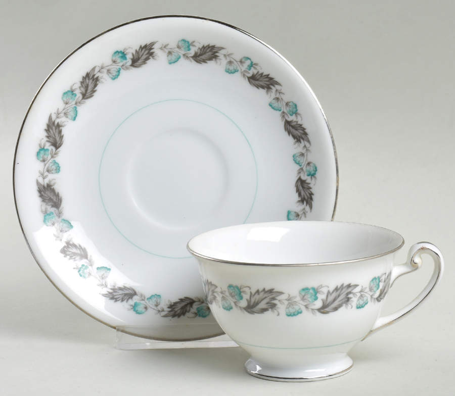 Silver Wreath Footed Cup & Saucer Set by Japan-1