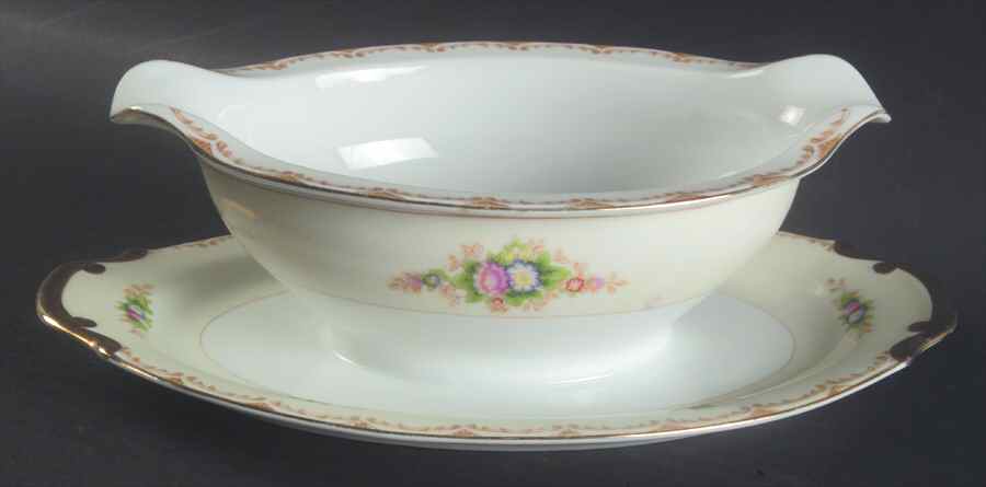Spencer Gravy Boat with Attached Underplate by Japan-1