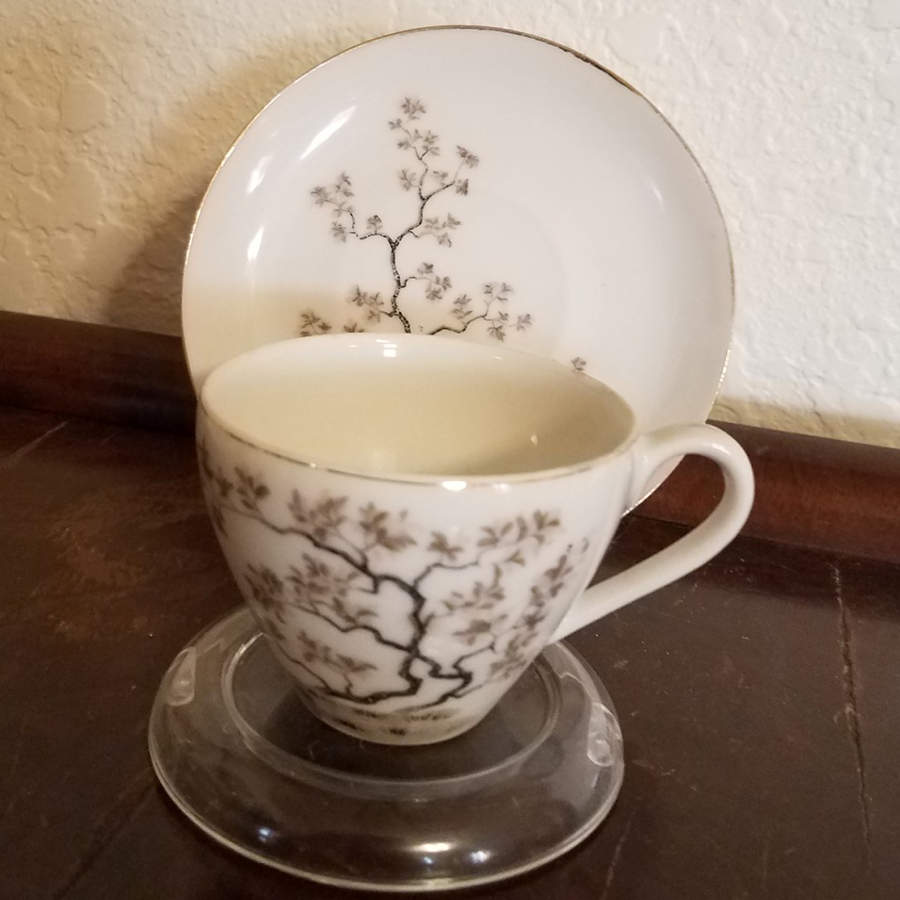 Spring Oak Flat Cup & Saucer Set by Japan-1