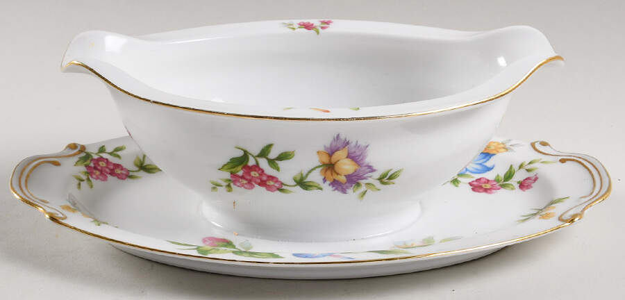 Springtime Gravy Boat with Attached Underplate by Japan-1