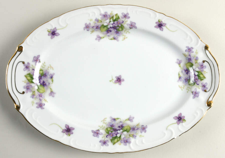 Violets 12" Oval Serving Platter by Japan-1