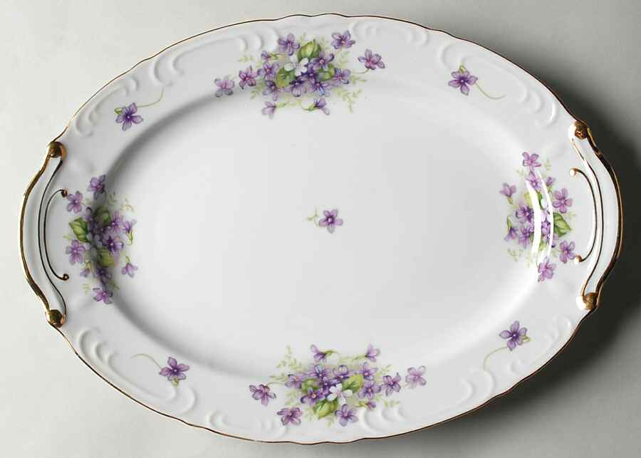 Violets 14" Oval Serving Platter by Japan-1