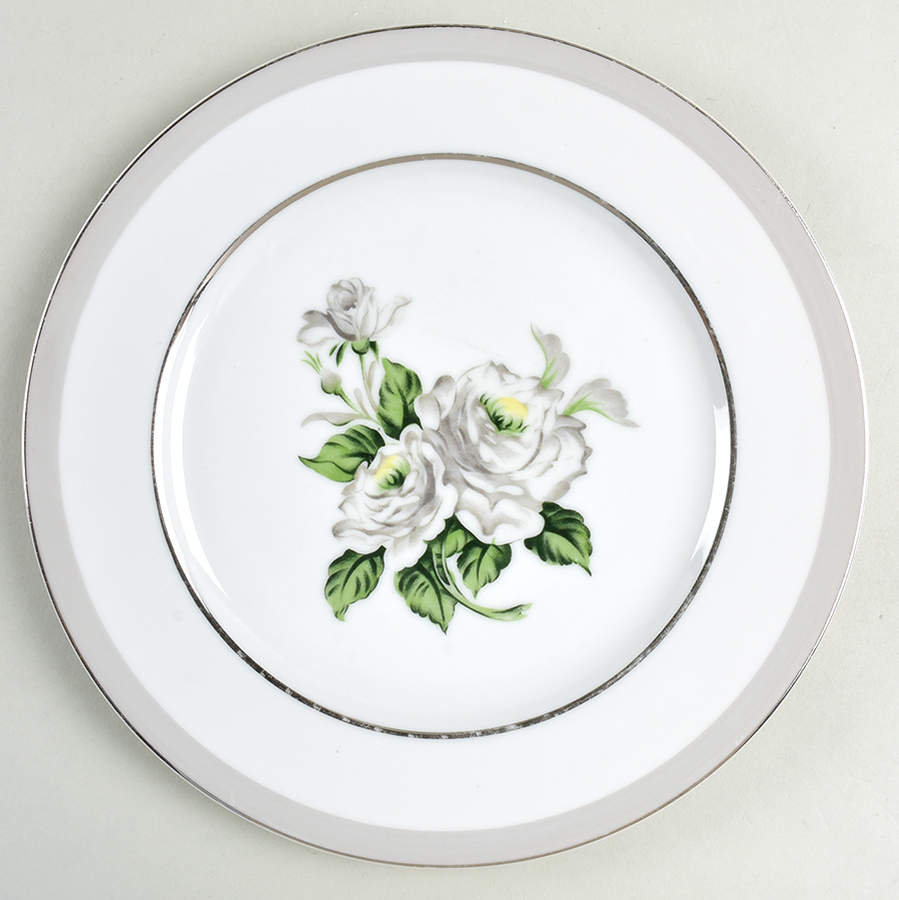 White Rose (Platinum) Dinner Plate by Japan-1