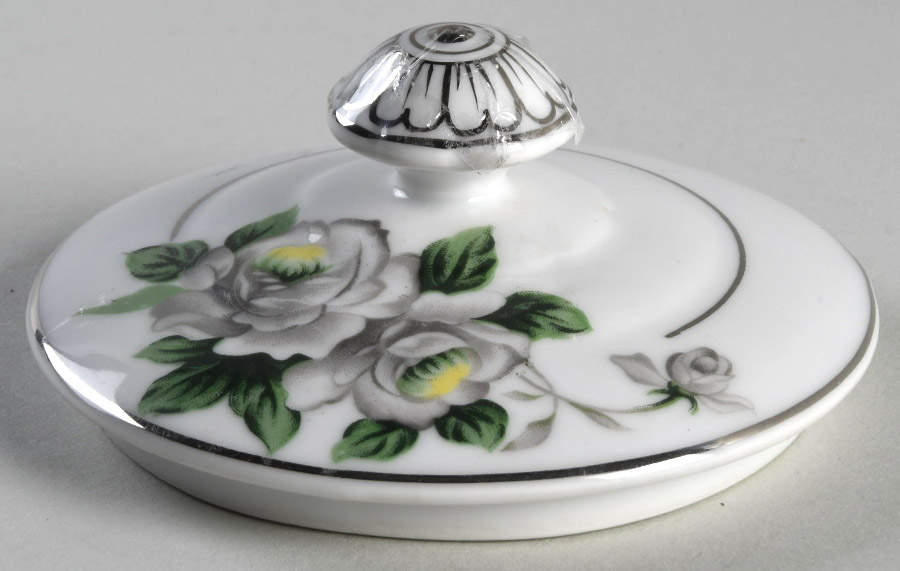 White Rose (Platinum) Lid for Sugar Bowl by Japan-1
