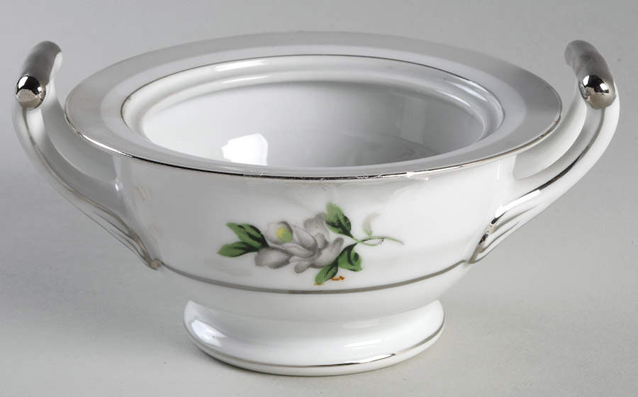 White Rose (Platinum) Sugar Bowl No Lid by Japan-1