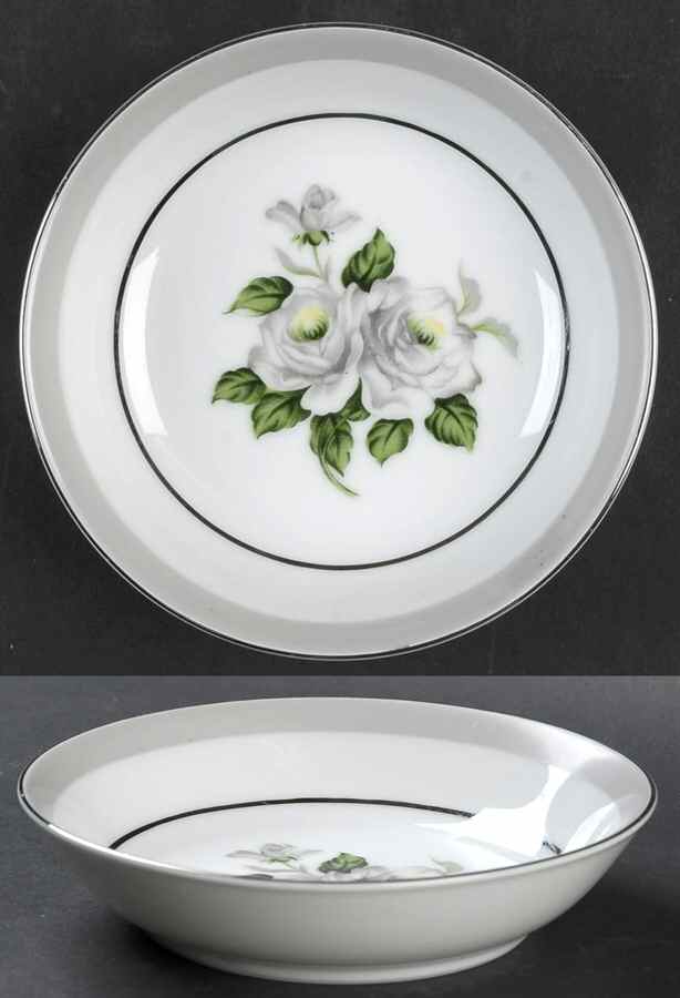 White Rose (Platinum) Fruit/Dessert (Sauce) Bowl by Japan-1
