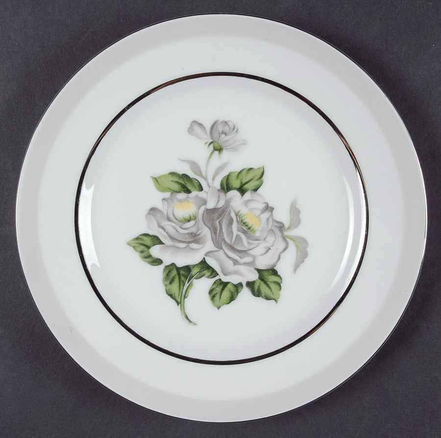 White Rose (Platinum) Salad Plate by Japan-1