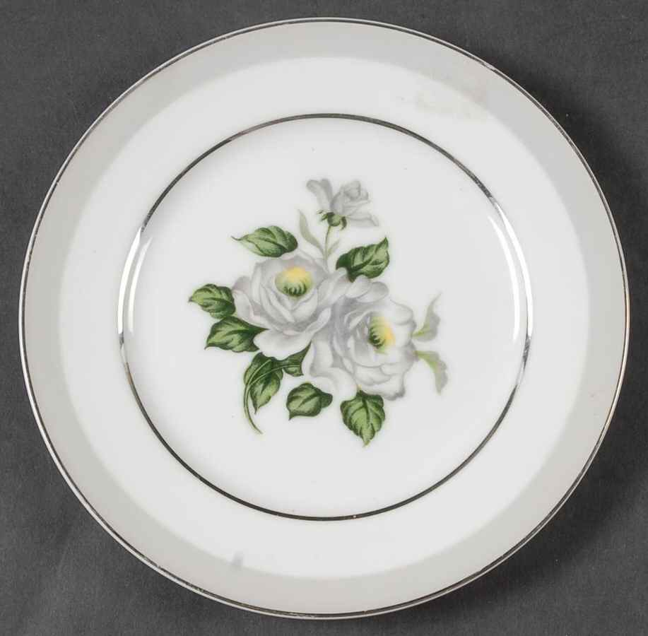 White Rose (Platinum) Bread & Butter Plate by Japan-1