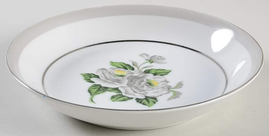 White Rose (Platinum) Coupe Soup Bowl by Japan-1