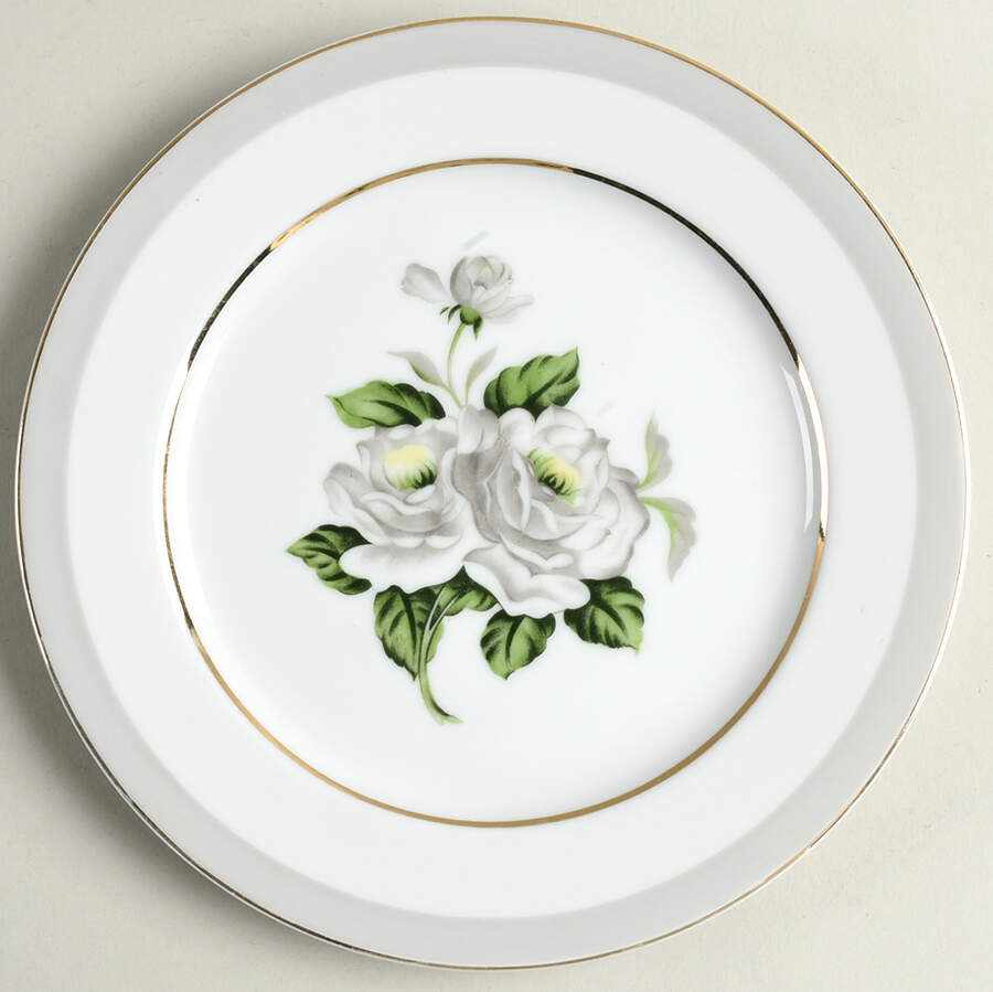 White Rose (Gold) Salad Plate by Japan-1