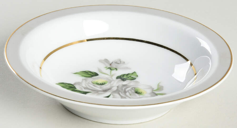 White Rose (Gold) Rim Fruit/Dessert (Sauce) Bowl by Japan-1