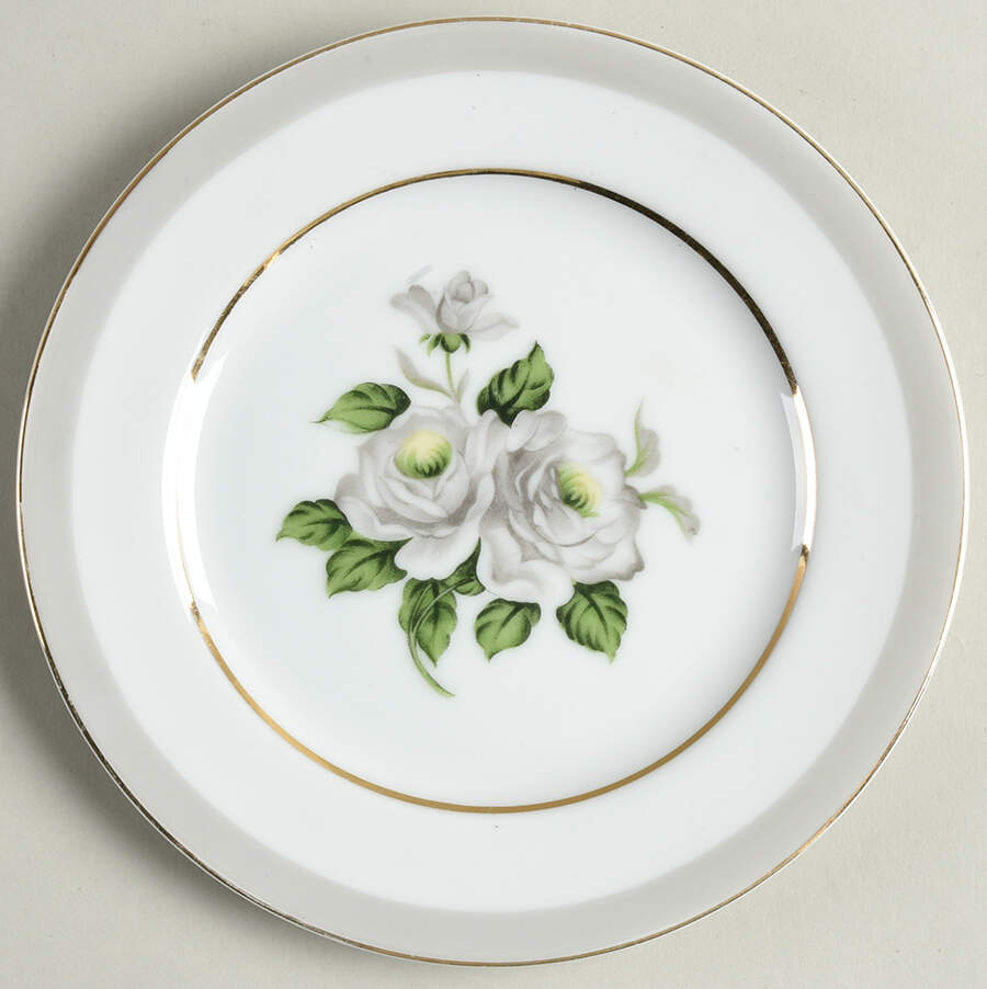 White Rose (Gold) Bread & Butter Plate by Japan-1