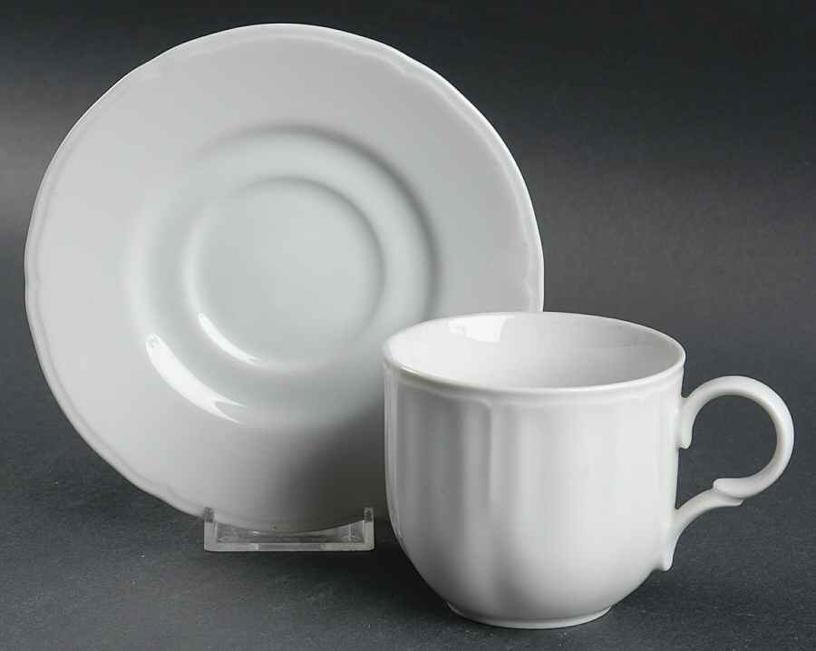 White On White Flat Cup & Saucer Set by Japan-1