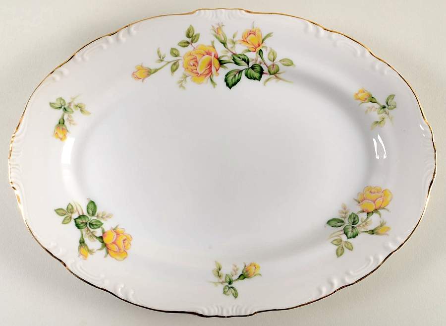 Yellow Rose 12" Oval Serving Platter by Japan-1