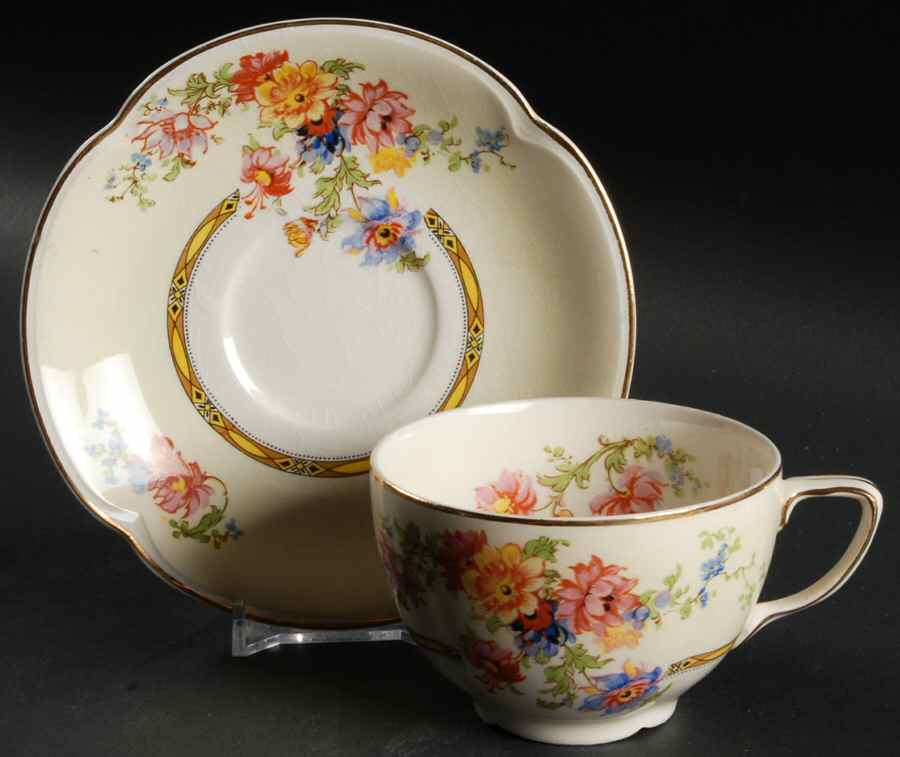 Acanthus Flat Cup & Saucer Set by Johnson Brothers-1