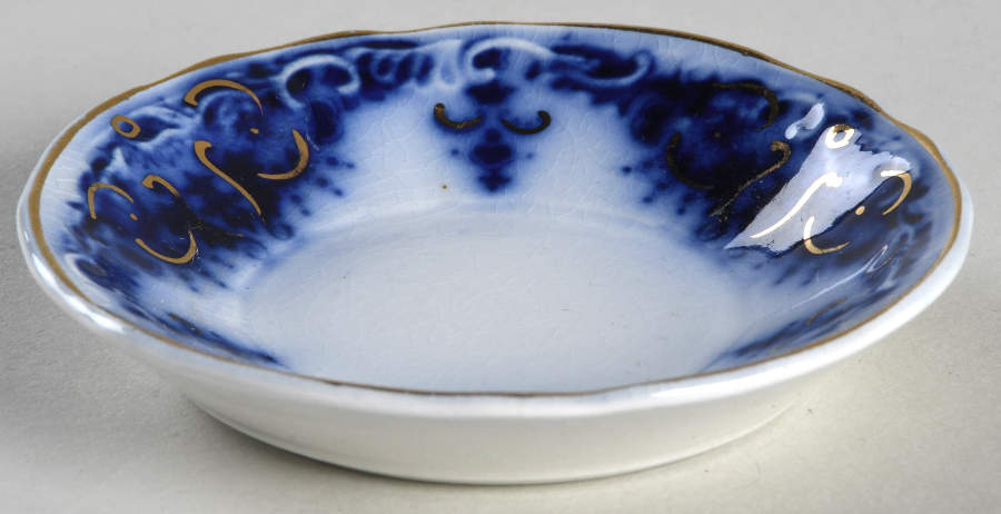 Albany Flow Blue (Gold Trim  and Accent) Butter Pat by Johnson Brothers-1