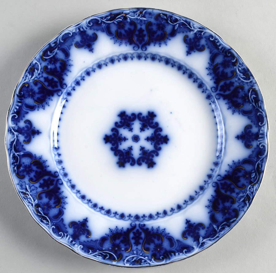 Albany Flow Blue (Gold Trim  and Accent) Luncheon Plate by Johnson Brothers-1